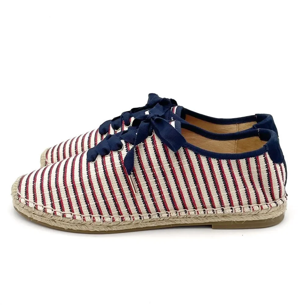 NWT Joie Corston Espadrille Sneaker Navy Red Cream Gold Women’s 38.5 US 7.5-8